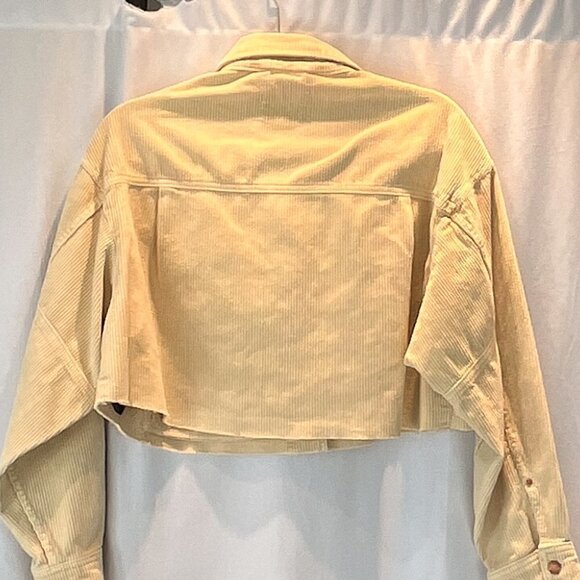 BDG Cropped Cream Corduroy Raw Hem Cropped Jacket Size XS - Picture 3 of 12